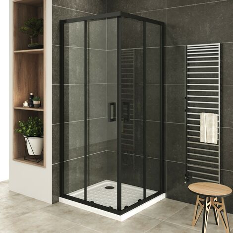 LANABLACK+ Porte de douche d'angle H 180 cm transparent 75 x 90 cm + receveur (1/5)