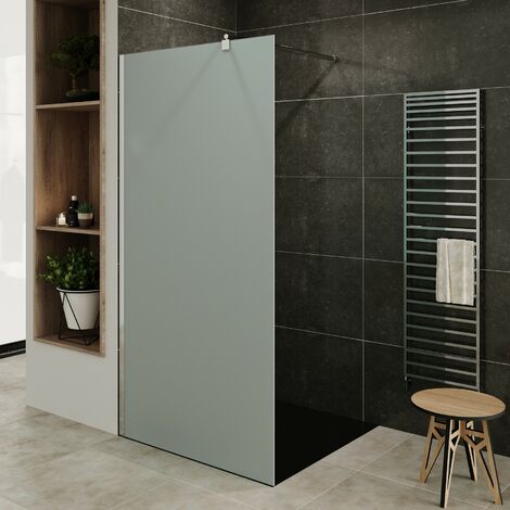 Saniverre – Paroi de douche à l'italienne 100 x 200 cm – Verre dépoli opaque 10 mm – Traitement anticalcaire – Montage réversible (1/5)