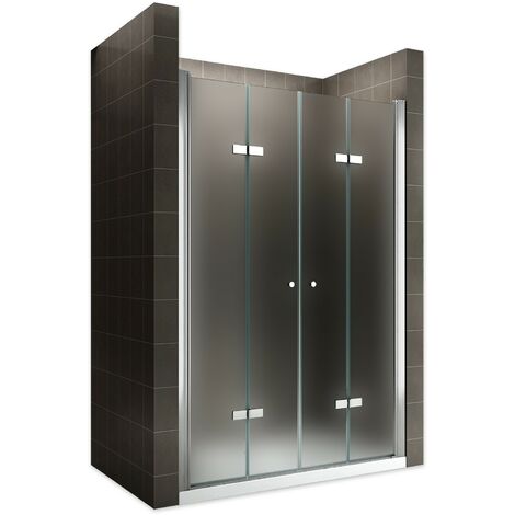 EMMY Porte de douche pliante pivotante H 195 cm largeur réglable 136 à 140 cm verre opaque