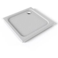 SHIMMER STONE Receveur de douche 80 x 80 cm acrylique Blanc effet pierre + bonde et siphon inclus - Salle de bain