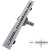 DEKI Caniveau de douche italienne slim L.120 cm acier inoxydable avec siphon 360°, drainage performant