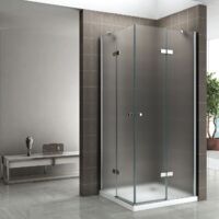 MAYA Cabine porte de douche d'angle H 190 cm verre dépoli opaque 100 x 90 cm