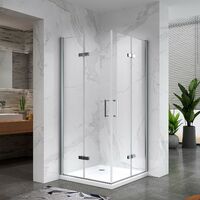 ATÉA Cabine de douche H 190 cm, 2 portes pliantes et pivotantes - verre transparent 95 x 120 cm