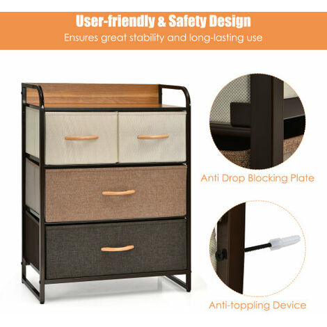 4-Drawer Storage Tower Utility Dresser Chest w/ Foldable Drawer