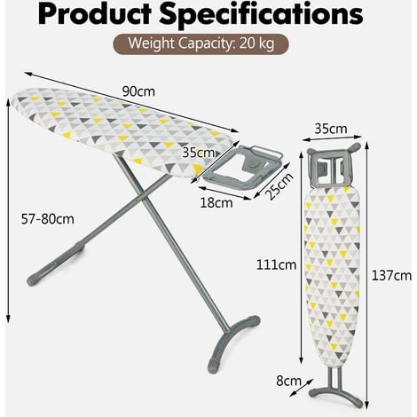 Foldable Ironing Board 7-position Height Iron Table W/Extra Ironing ...