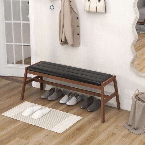 Indoor Bench Upholstered Long Bench with PU Leather Seat