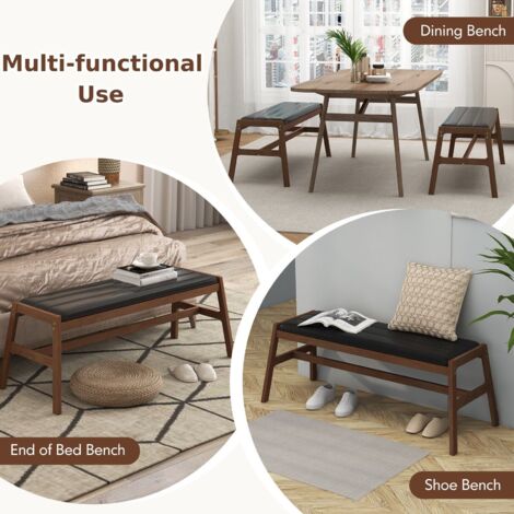 Indoor Bench Upholstered Long Bench with PU Leather Seat