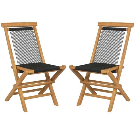 Set of Patio Folding Chairs Portable Garden Solid Teak Wood