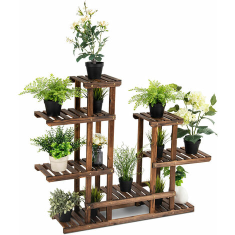 6 Tier Flower Rack Wood Plant Stand Pot Display Shelf Indoor Outdoor Garden