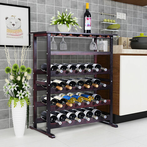 Wine Rack 4 Bottle Holder Storage Kitchen Bar Liquor Shelf Stand 