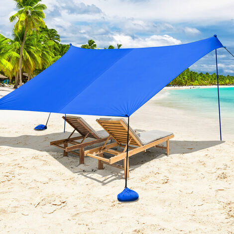 Beach Tent Portable UPF 50+ UV Protection Canopy Sun Shelter W/ Sand Anchor