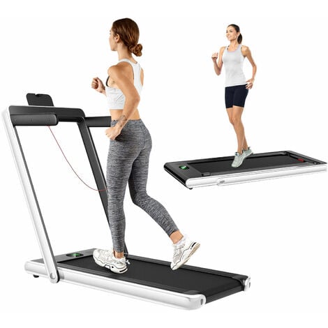 2 in 1 Folding Treadmill Under Desk Motorized Treadmill with Remote Control LED