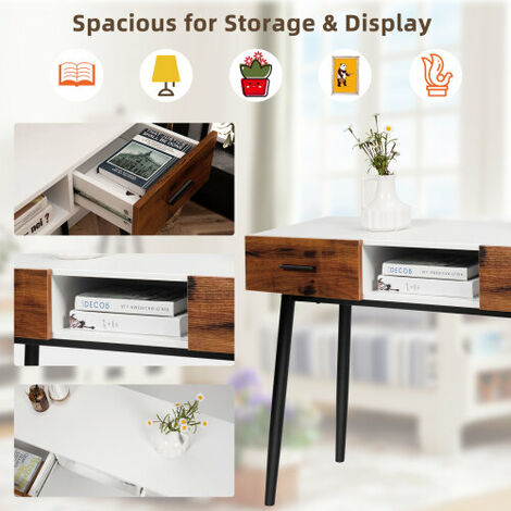 Console Table Industrial Style w/2 Drawer & Middle Open Shelf Entryway
