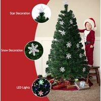 Fiber Optic Christmas Tree Artificial Xmas Tree W/Top Star&Snowflake