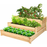 3 Tier Wooden Raised Garden Bed Outdoor Vegetable Flowers Growing Container