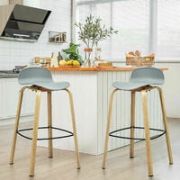 2 Pcs Counter Breakfast Dining Bar Chairs Kitchen Island High Stools W/ Footrest