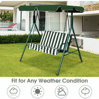 2 Seaters Garden Swing Chair Metal Hammock Cushioned Seat Lounger W/ Canopy