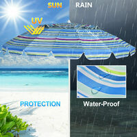 2.4M Beach Umbrella Outdoor Garden Parasol Sunshade Tilt Crank UV 50+ Protection