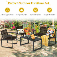 4PCS Garden Patio Furniture Set Iron Frame Indoor Outdoor Conversation Set