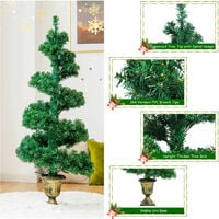 4FT Pre-Lit Christmas Tree Spiral Artificial Potted Xmas Tree Decor W/LED Lights