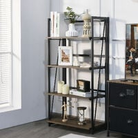 4-Tier Bookshelf Industrial Bookcase Storage Rack Folding Ladder Shelving Unit