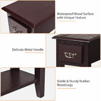 Narrow Bedside Table Nightstand Wooden End Table Coffee Snack Table W/ Drawer
