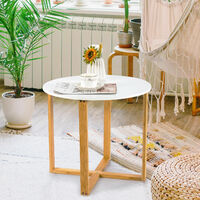 Modern Round Sofa Side Table Nightstand Narrow Tea Corner Coffee Table X Base