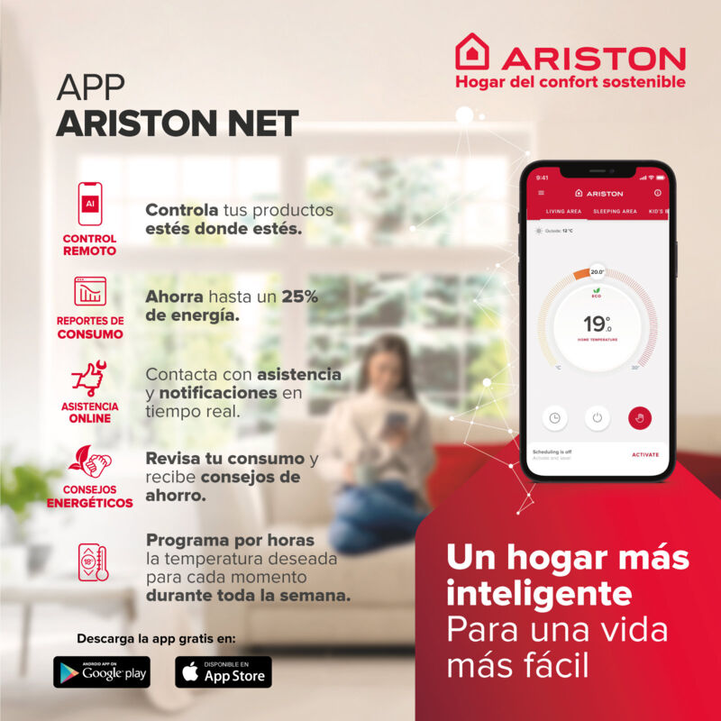 Termo eléctrico inteligente, Ariston, velis tech dry Wi-Fi 80l, clase b