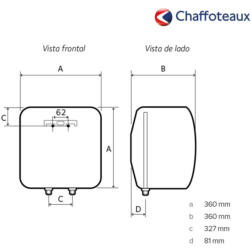 Termo eléctrico, Chaffoteaux, CHX 15 litros, Vertical, Clase Energetica A