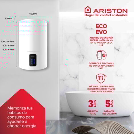 Termo eléctrico, Ariston, Lydos Wifi 80 litros + Filtro Antical, Clase Energetica B