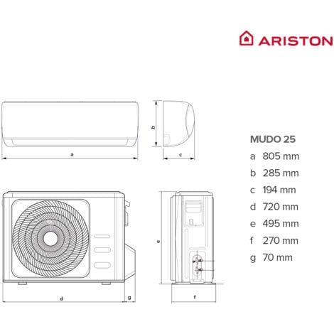 Aire acondicionado Split, Ariston, ALYS 25, Mono Split Inverter 1x1, Incluye unidad exterior, Clase Energetica A+++