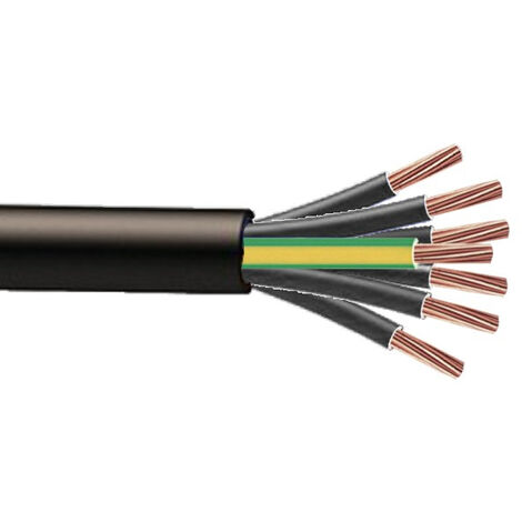 Bis-Electric – Câble électrique RO2V 7G1.5mm² à la coupe – Longueur minimum 10m – Câble rigide pour installations électriques professionnelles
