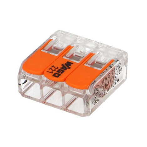 Lot de 10 boites de 50 mini connecteur WAGO 3 entrées pour fil souple ou rigide
