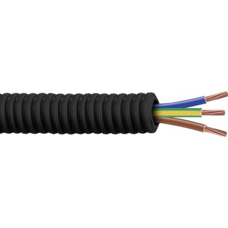 Bis-Electric – Gaine électrique préfilée 3G6mm² Ø25 couronne de 50m – Norme NF – Fils H07VU pour encastrement – Pour chantiers humides