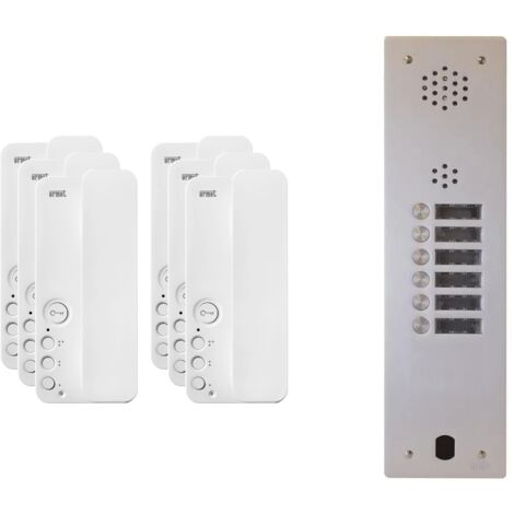 Urmet – Kit interphone 1 rangée avec 6 combinés – Alimentation 230VAC – Communication bidirectionnelle – Protection IP53 – Montage mural (1/4)