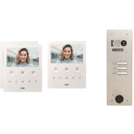 Urmet – Kit visiophone 1 rangée avec 3 écrans – Alimentation 230V – Platine en aluminium – Compatible Vigik – Vision nocturne – IP53