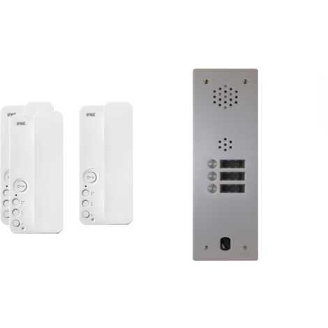 Urmet – Kit interphone 1 rangée avec 3 combinés – Alimentation 230V – Platine de rue en aluminium – Protection IP53 – Installation encastrée