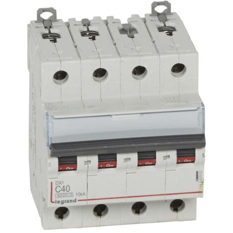 Legrand – Disjoncteur tétrapolaire 40A – Courbe C – Pouvoir de coupure 6-10kA – Certifié NF – Pour installations électriques professionnelles (1/5)