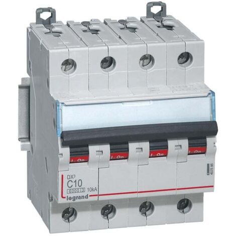 Disjoncteur modulaire tétrapolaire Legrand DX³ 10A courbe C