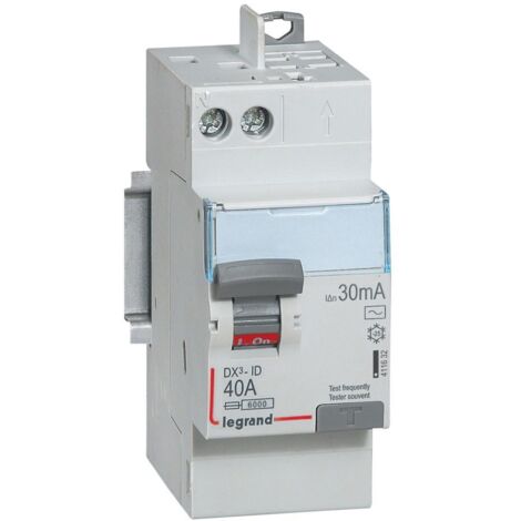 Legrand – Interrupteur différentiel 2P 230V 40A type AC 30mA – Arrivée haute vis et départ automatique – Protection contre les défauts d'isolement