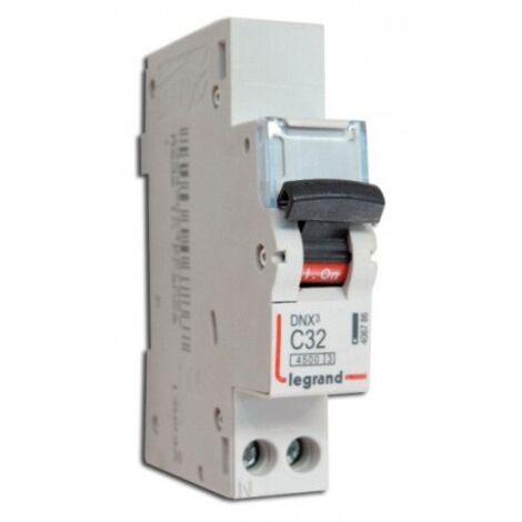 Legrand – Disjoncteur unipolaire 406786 32A – Courbe de déclenchement C – Tension 230V – Pouvoir de coupure 4,5 kA – 1 module DIN