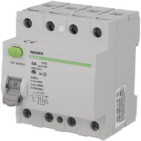 Interrupteur Différentiel 40A / 30mA / type AC / Tétrapolaire Noark Ex9L-N (1/2)