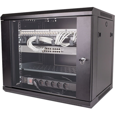 Bis-Electric – Coffret de communication 19' – Baie de brassage 24 ports RJ45 cat6A – Bloc d'alimentation intégré pour installation rapide