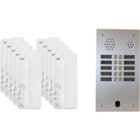 Urmet – Kit interphone 2 rangées avec 10 combinés – Alimentation 230V – Montage encastré – Pour immeubles collectifs – Vision nocturne