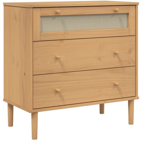 Schubladenkommode SENJA Rattan-Look Braun 80x40x80 Kiefernholz vidaXL (1/5)