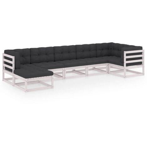 7-tlg. Garten-Lounge-Set mit Kissen Massivholz Kiefer vidaXL