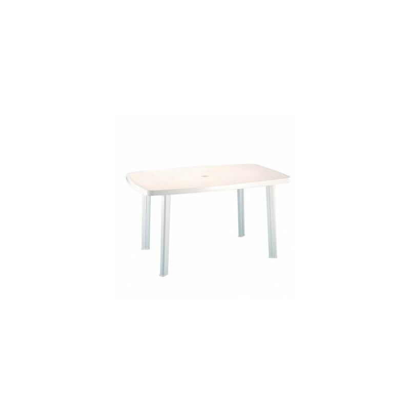 Tavolo da giardino in plastica, foro per ombrellone, 101x85x72hcm, bianco ,  Tomaino