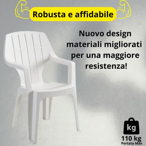 Sedia Da Giardino Impilabile Bianca In Rattan Sintetico: Resistente Alle Intemperie, 1 Pezzo