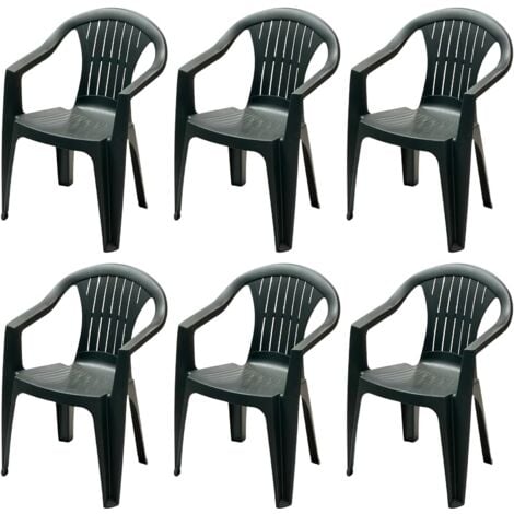 Sedia Da Giardino In Plastica Con Braccioli Impilabile Set di