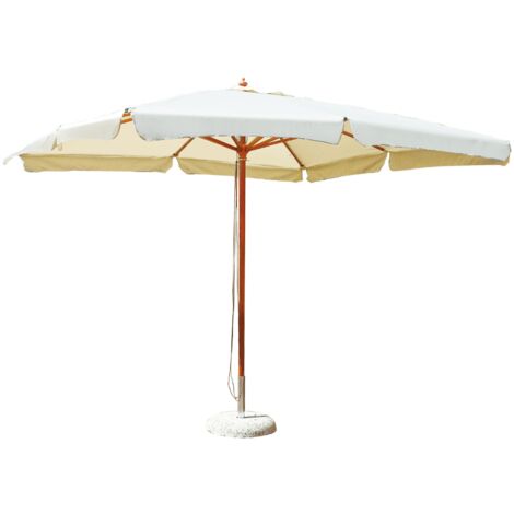 Ombrellone 3x4 da giardino per esterno rettangolare in legno palo unico con telo in poliestere 230gr ecrù 4004 (1/4)